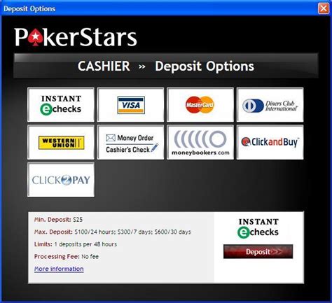 pokerstars deposit methods|Deposits and Withdrawals: Available payment methods.